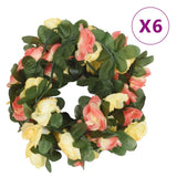 VidaXL guirlandes de fleurs 6 pcs 250 cm printemps coucher de soleil rouge