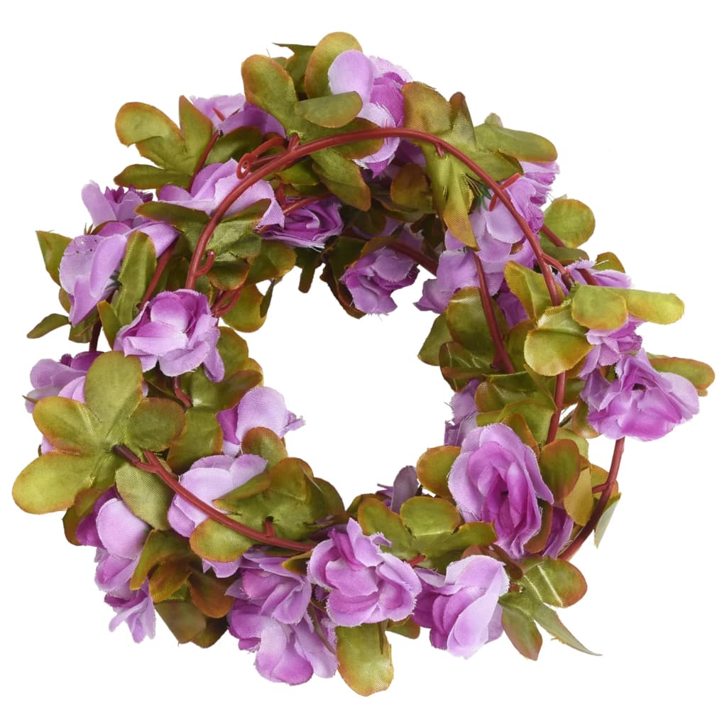 Vidaxl Christmas Garlands With Flowers 6 st 250 cm Light Purple