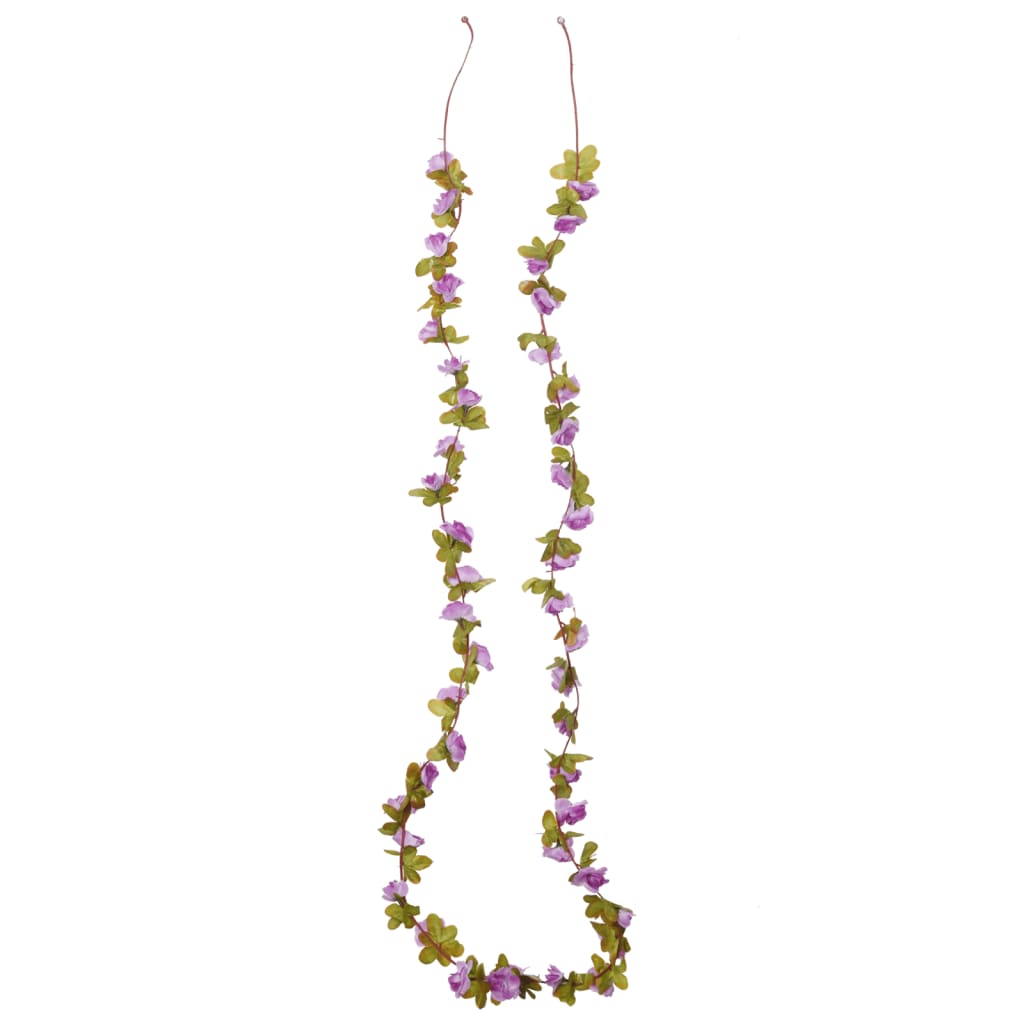 Vidaxl Christmas Garlands With Flowers 6 st 250 cm Light Purple