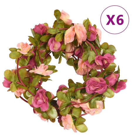 VidaXL guirlandes de fleurs 6 pcs 250 cm rose rouge