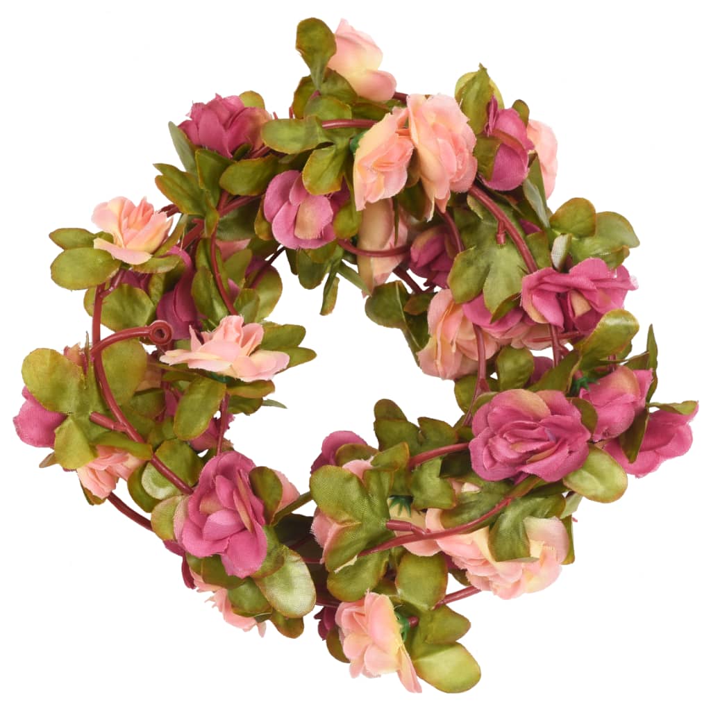 Vidaxl julkransar med blommor 6 st 250 cm rosa -red