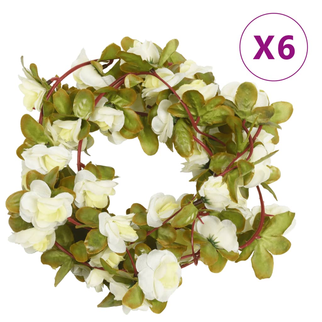 Vidaxx guirlandes de Noël avec fleurs 6 pcs 250 cm blanc