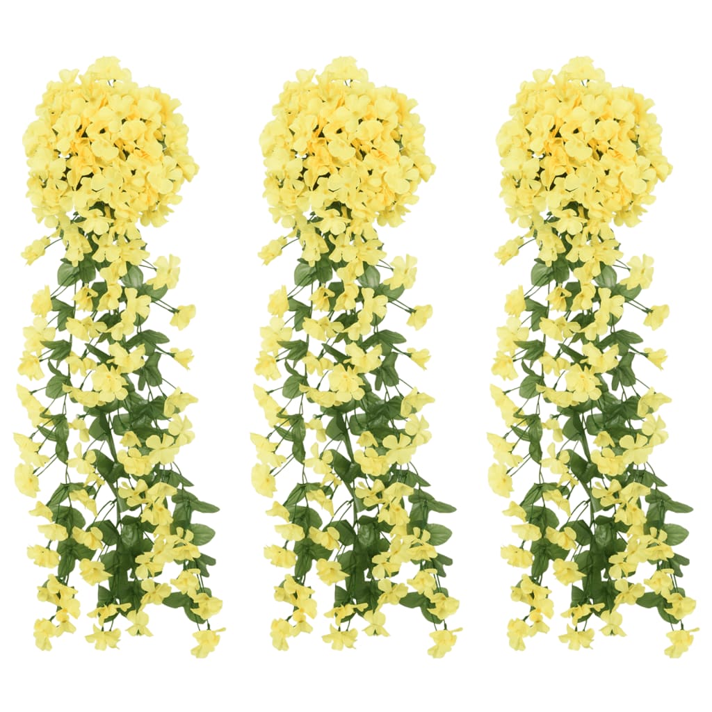 Vidaxx guirlandes de Noël avec fleurs 3 pcs 85 cm jaune