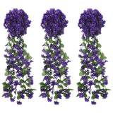 Vidaxx guirlandes de Noël avec fleurs 3 pcs 85 cm violet foncé