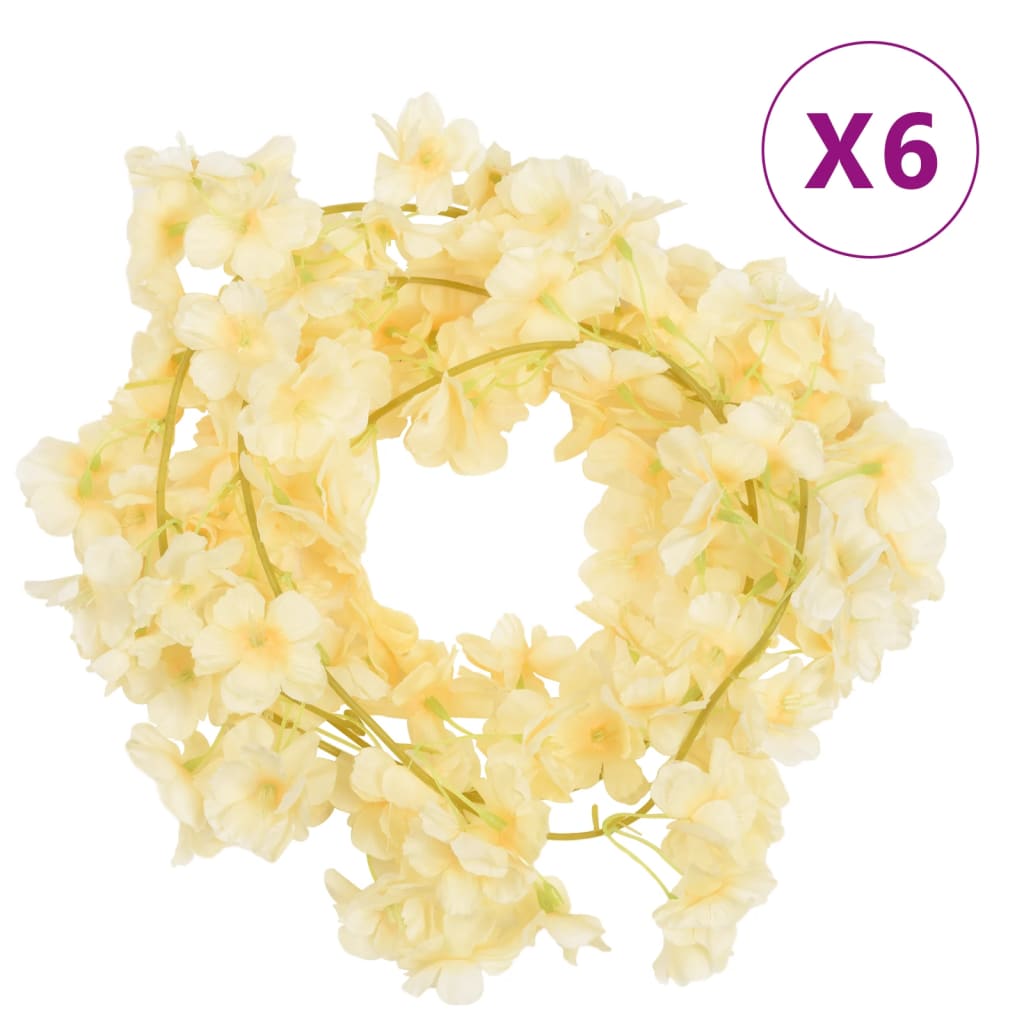 VidaXL guirlandes de Noël avec fleurs 6 pcs 180 cm couleur champagne