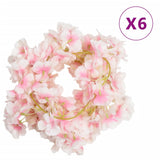 VidaXL guirlandes de Noël avec fleurs 6 pcs 180 cm rose clair