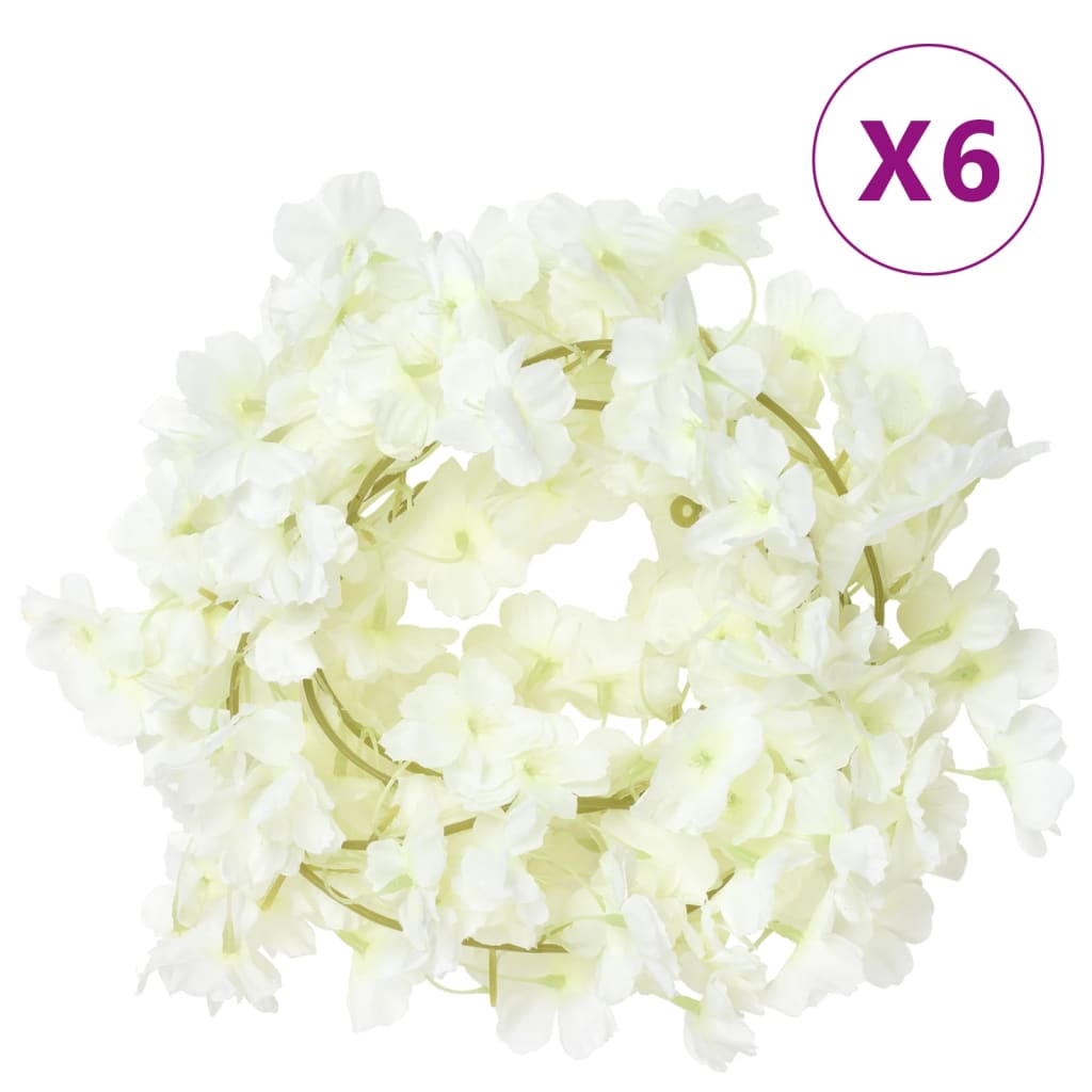 Vidaxl Christmas Garlands with Flowers 6 St 180 cm White