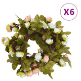 Vidaxl Christmas Garlands with Flowers 6 St 215 cm Champagne farget