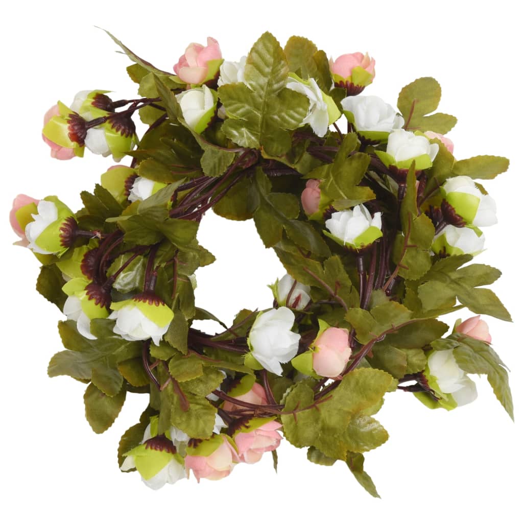 Vidaxl Christmas Garlands with Flowers 6 St 215 cm Champagne farget