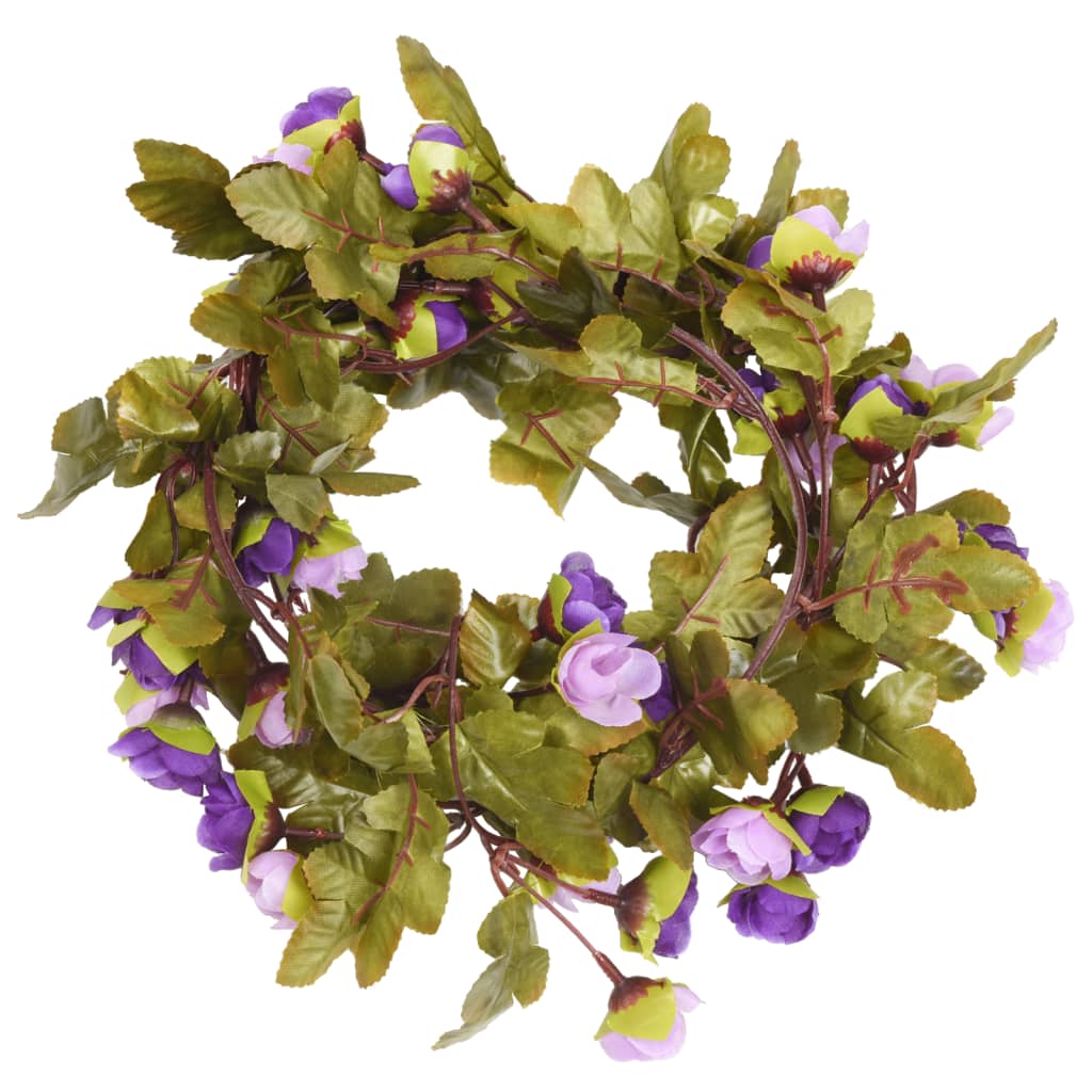 Vidaxl Weihnachtsgirlanden mit Blumen 6 St 215 cm hellviolett