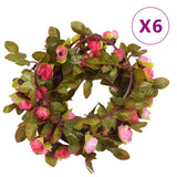 VidaXL guirlandes de Noël avec fleurs 6 pcs 215 cm rose rose