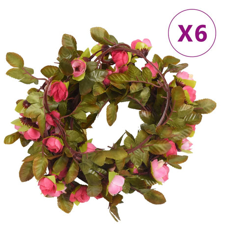 VidaXL guirlandes de fleurs 6 pcs 215 cm rose rose