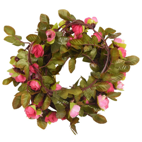 VidaXL guirlandes de fleurs 6 pcs 215 cm rose rose