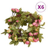 VidaXL guirlandes de Noël avec fleurs 6 pcs 215 cm rose