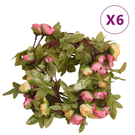 VidaXL guirlandes de fleurs 6 pcs 215 cm rose