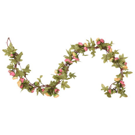 VidaXL guirlandes de fleurs 6 pcs 215 cm rose