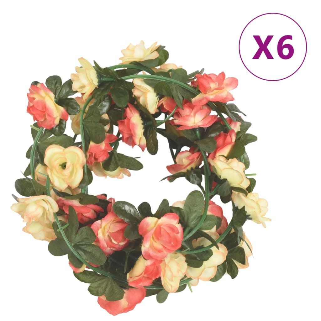 VidaXL guirlandes de Noël avec fleurs 6 pcs 240 cm couleur rose et champagne