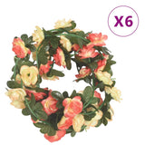 VidaXL guirlandes de Noël avec fleurs 6 pcs 240 cm couleur rose et champagne