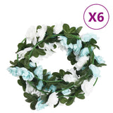 VidaXL guirlandes de Noël avec fleurs 6 pcs 240 cm bleu et blanc