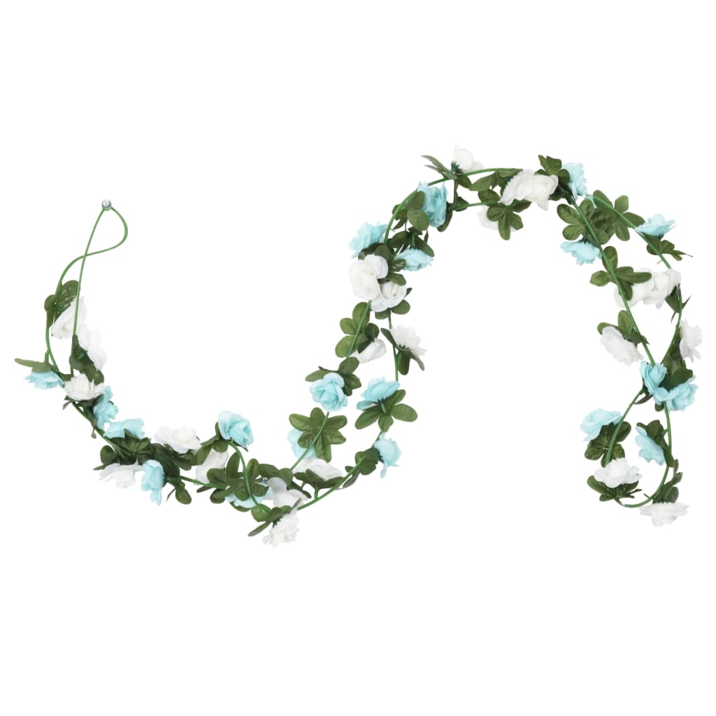 VidaXL guirlandes de Noël avec fleurs 6 pcs 240 cm bleu et blanc