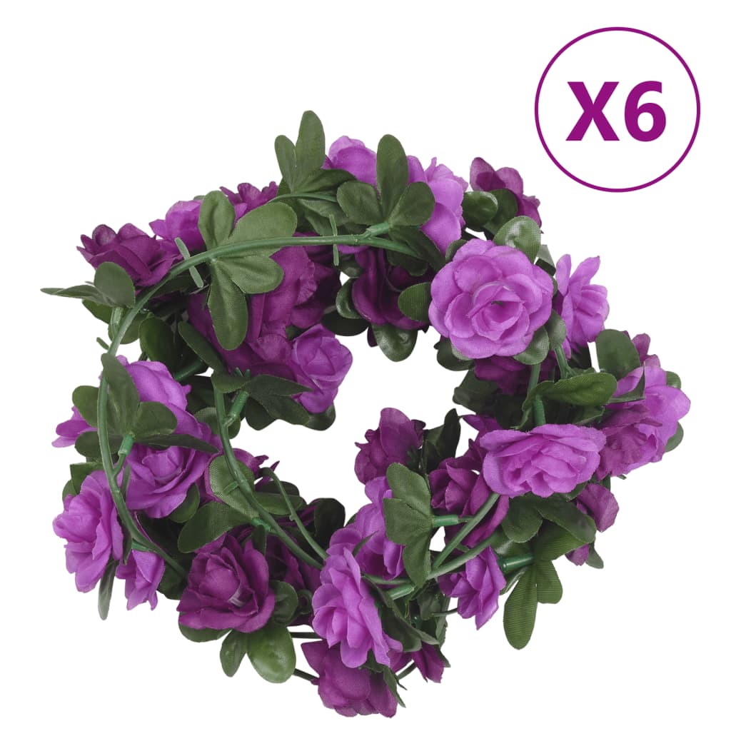 Vidaxl kerstslingers met bloemen 6 st 240 cm lichtpaars