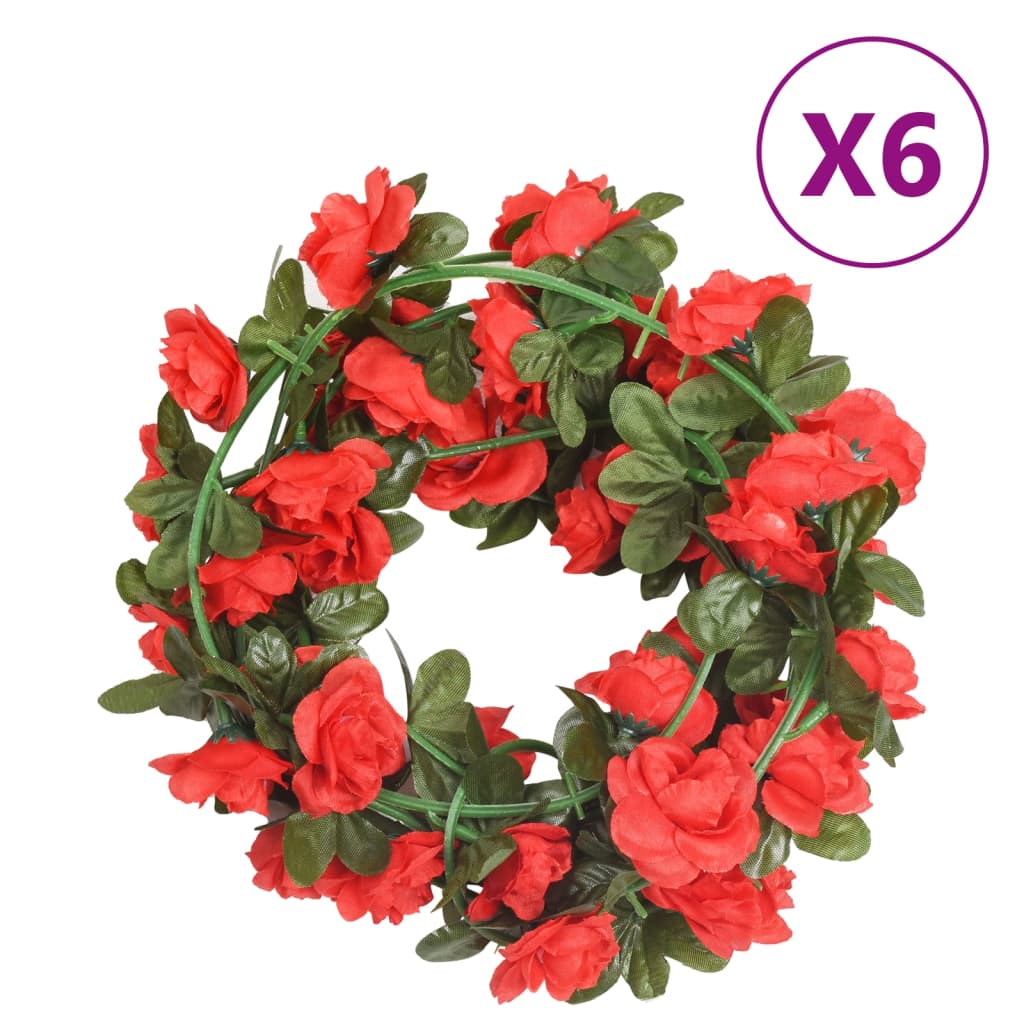 VidaXL guirlandes de Noël avec fleurs 6 pcs 240 cm rouge
