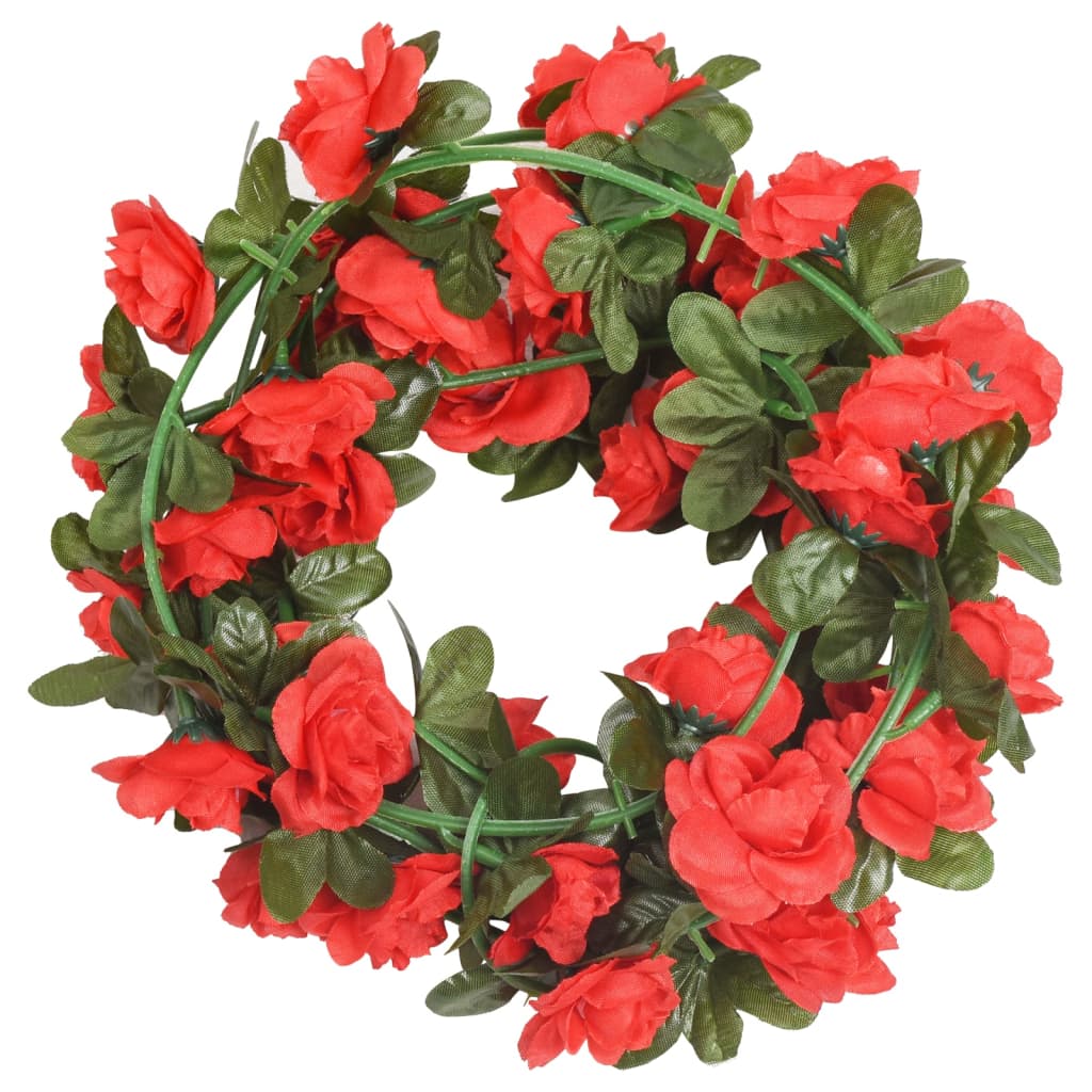 VidaXL guirlandes de Noël avec fleurs 6 pcs 240 cm rouge