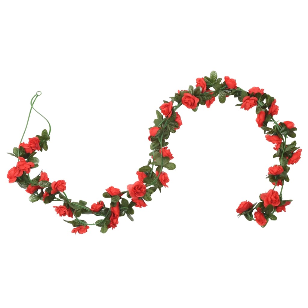 VidaXL guirlandes de Noël avec fleurs 6 pcs 240 cm rouge