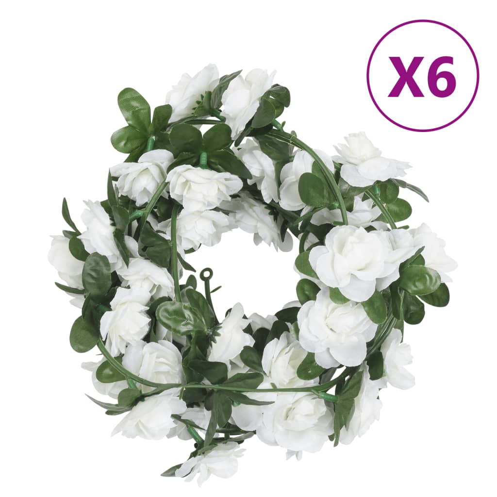 Vidaxx guirlandes de Noël avec fleurs 6 pcs 240 cm blanc