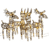VidaXL décorations de Noël famille de rennes 4 pcs 160 LED rotin blanc chaud
