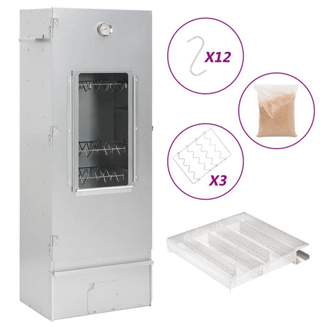 VidaXL Fumoir BBQ avec générateur de fumée froide en acier galvanisé