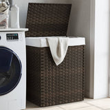 Vidaxl Laundry Basket con coperchio 46x333x60 cm Poly Rattan Brown scuro