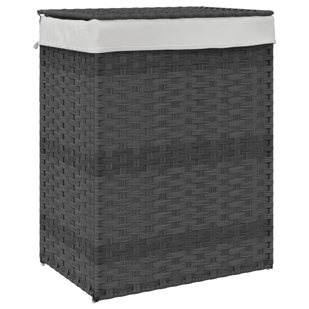 Kosza pralnia vidaxl z pokrywką 46x33x60 cm poli rattan szarość