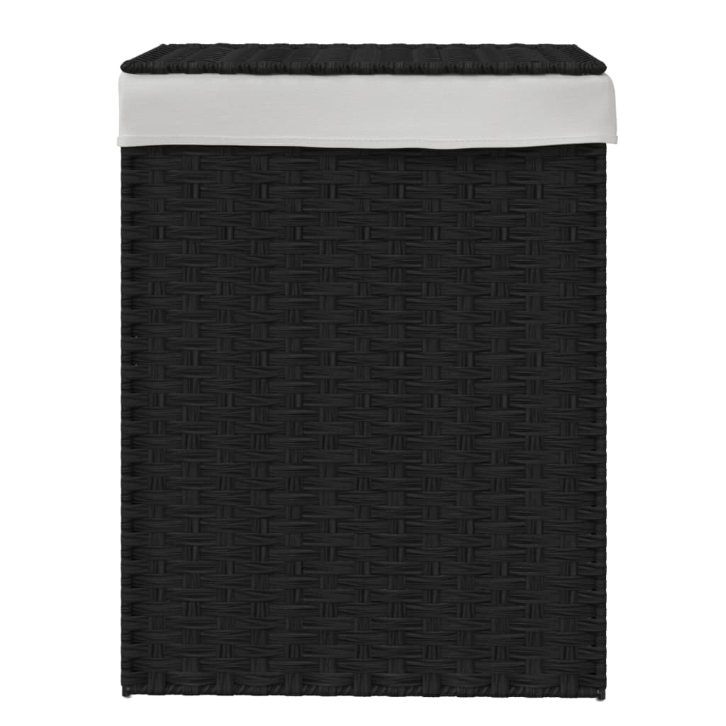 Vidaxl Laundry Basket con coperchio 46x333x60 cm Poly Rattan Black