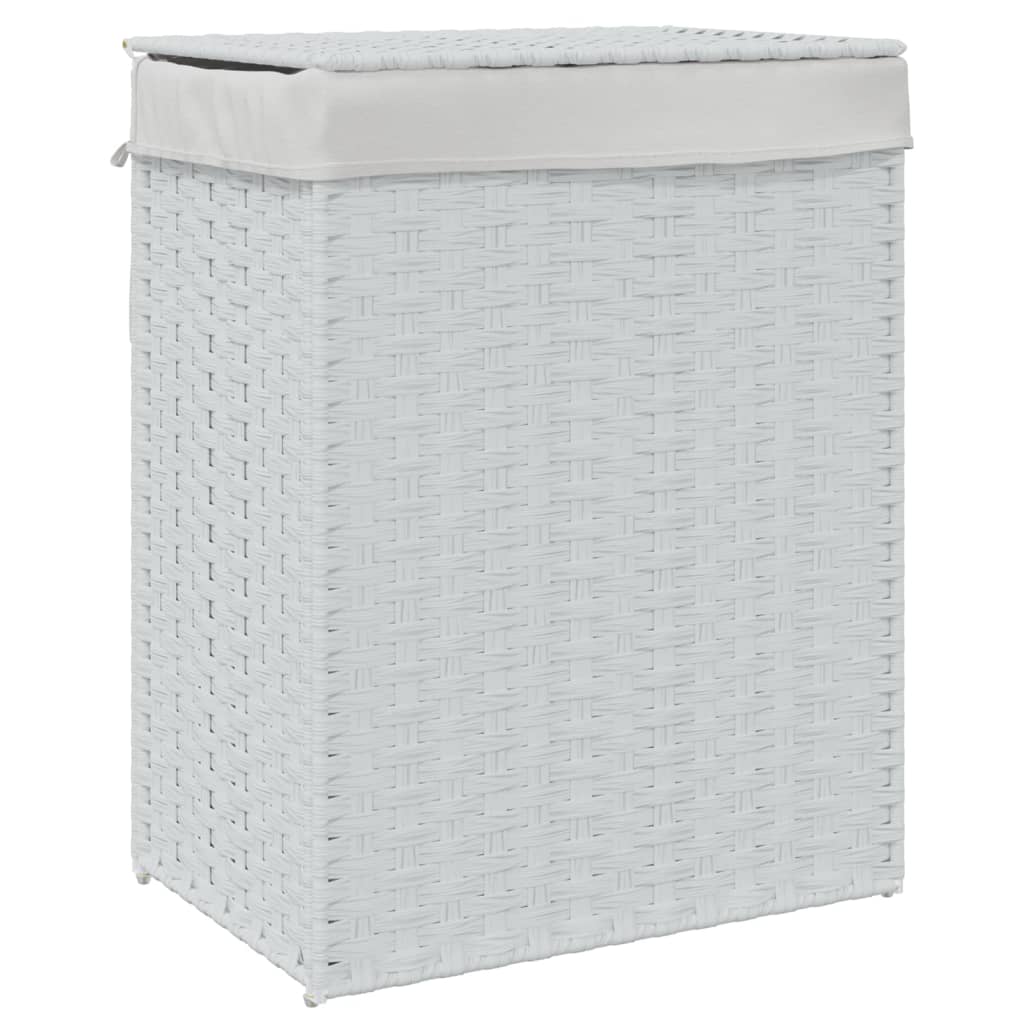 Panier à laverie Vidaxl avec couvercle 46x33x60 cm Poly Rattan blanc