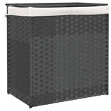 Vidaxl pralni kosz z 2 przedziałami 53x35x57 cm poli rattan grey