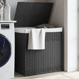 Panier à laverie Vidaxl avec 2 compartiments 53x35x57 cm Gray Poly Rattan