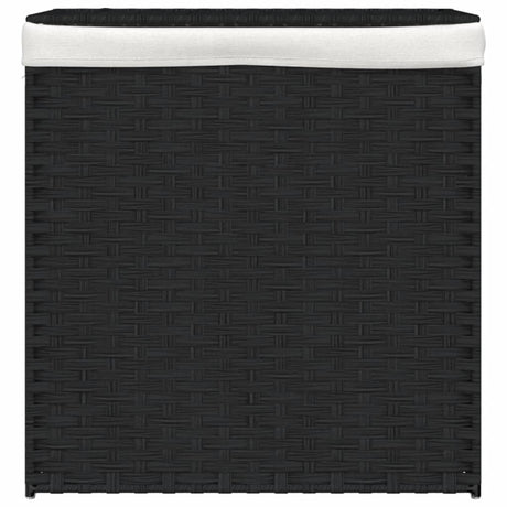 Panier à laverie Vidaxl avec 2 compartiments 53x35x57 cm Poly Rattan Black