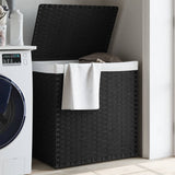 Panier à laverie Vidaxl avec 2 compartiments 53x35x57 cm Poly Rattan Black