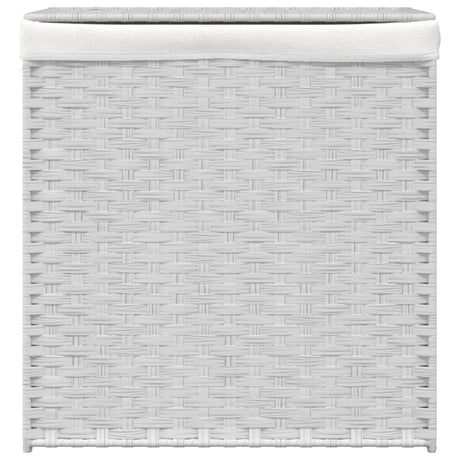 Panier à linge Vidaxl avec 2 compartiments 53x35x57 cm Poly Rattan blanc
