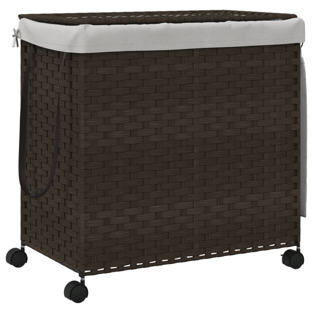 Vidaxl prádelna na kolech 60x35x60,5 cm Rattan tmavě hnědá