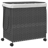 Panier à laverie Vidaxl sur roues 60x35x60,5 cm Gray rotin