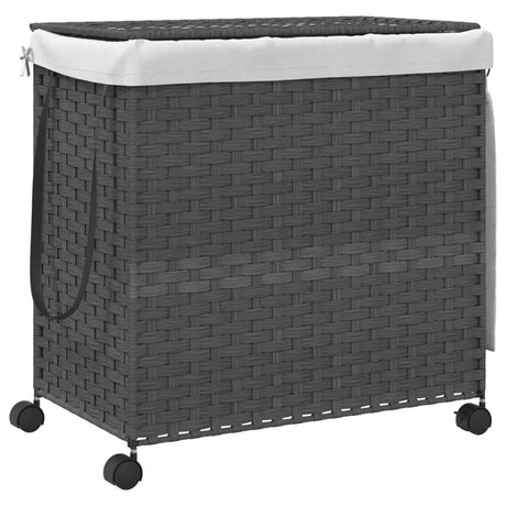 Panier à laverie Vidaxl sur roues 60x35x60,5 cm Gray rotin