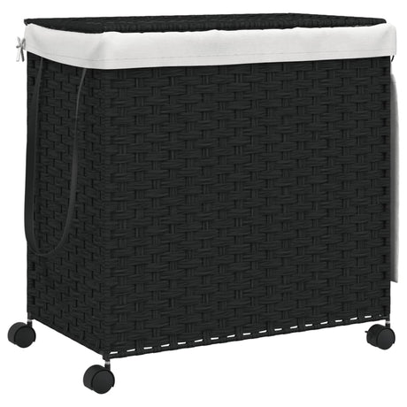 Panier à laverie Vidaxl sur roues 60x35x60,5 cm Black