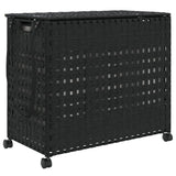 Vidaxl Pralni Basket on Wheels 66x35x60 cm Rattan Black