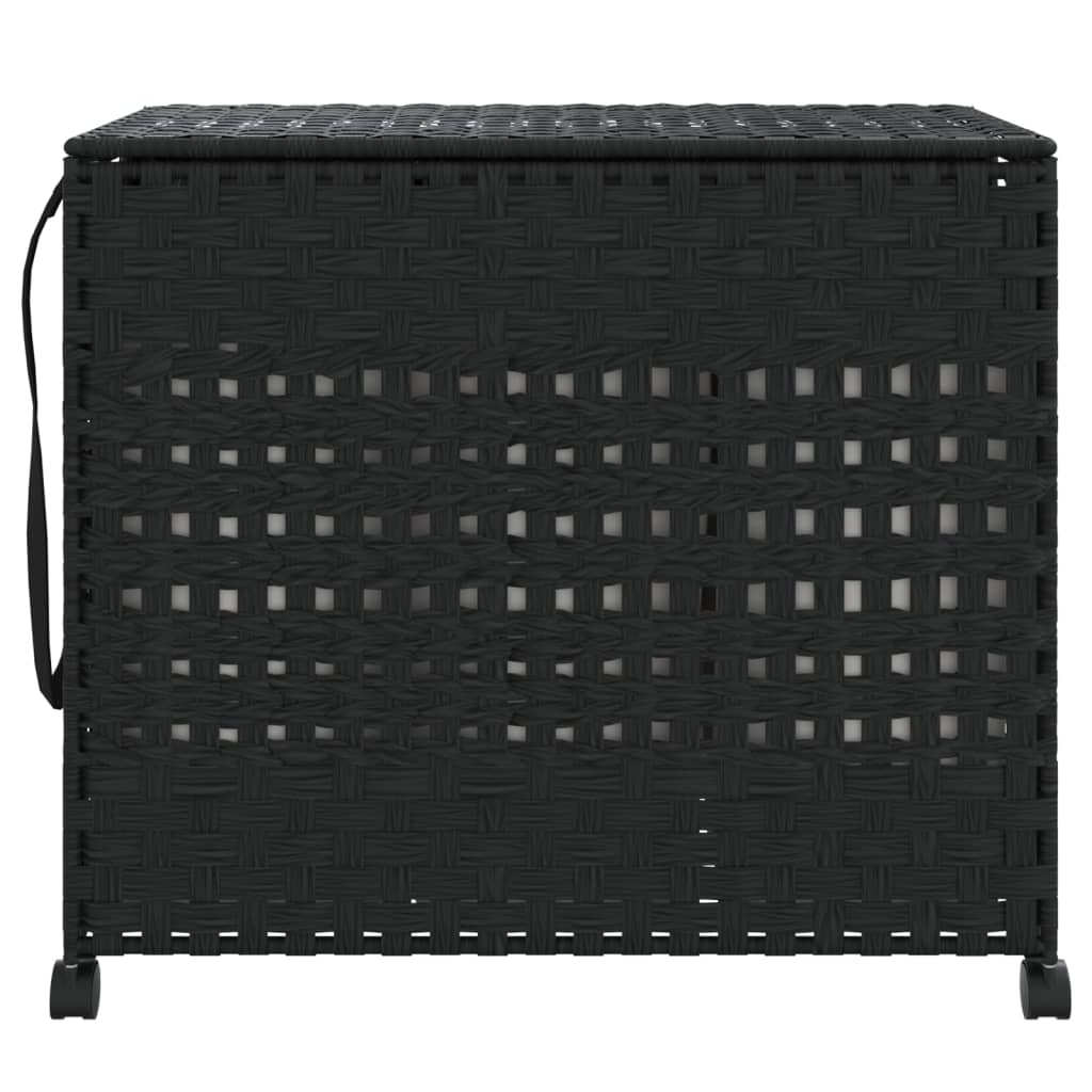 Vidaxl Pralni Basket on Wheels 66x35x60 cm Rattan Black