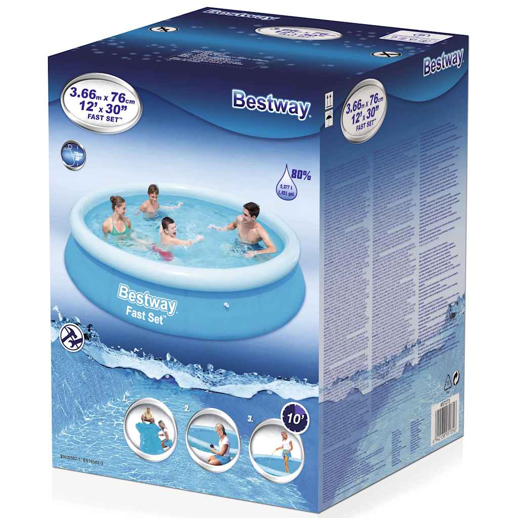 Bestway Fast Set Swimming Pool oppustelig omkring 366x76 cm 57273