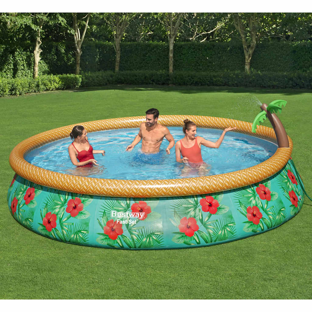Bestway fast set ensemble de piscine gonflable paradis palms 457x84 cm
