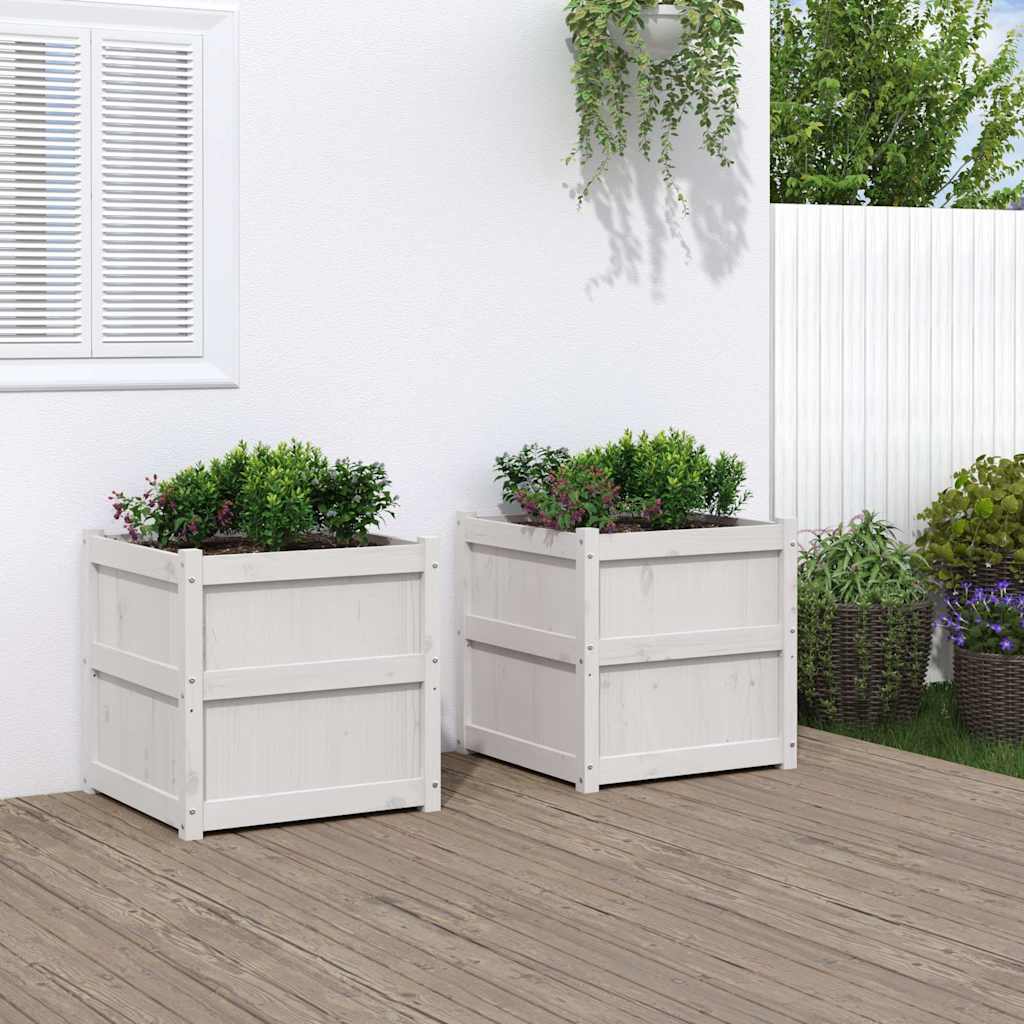 Vidaxx jardinières 2 pcs cm bois de pin massif blanc
