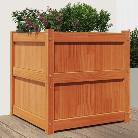Vidaxx jardinière 60x60x60 cm bois de pin massif, marron lavé